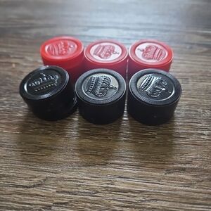 Vintage Grooved Checkers Replacement Pieces,  Black And Red, Made In Hong Kong